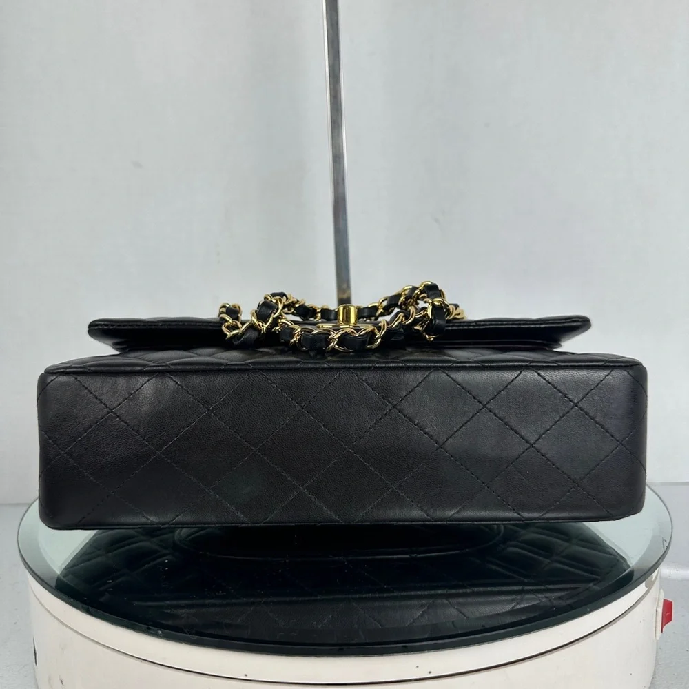 Chanel Medium Classic Double Flap Bag Black Lambskin 24KT Plated - Picture 5 of 13